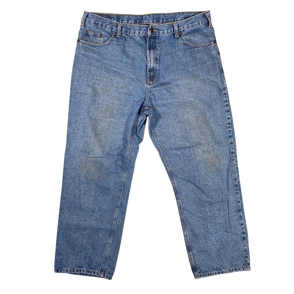 Full Blue Mens Straight Leg Workwear Denim Jeans Blue 40x30 Medium Wash Cotton